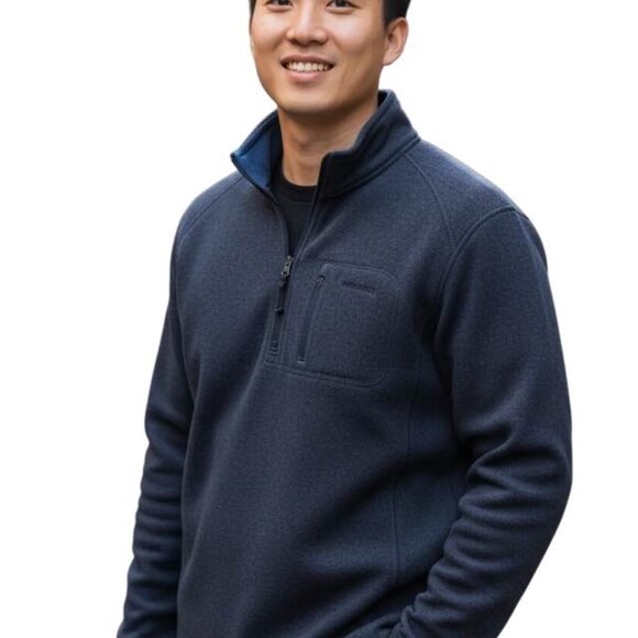 Men’s Woolrich Blue Colorway 1/4 zip Pullover Sweater‎ Size XL. VERY warm. Layer - Picture 1 of 10